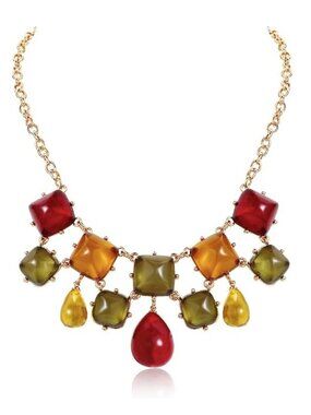 Vintage Square and Teardrop Resin Diamond Necklace